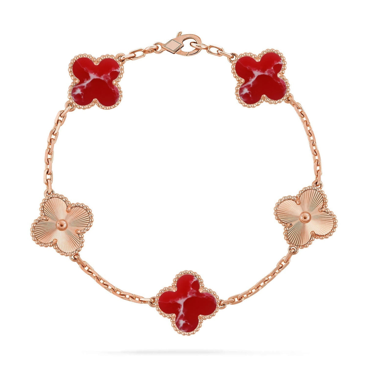 [Zalyn Jewelry ]CLOVER 5 MOTIF RED PATTERN BRACELET COLLECTION