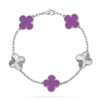 [Zalyn]LUCKY CLOVER 5-MOTIF BRACELET - VIOLET COLLECTION