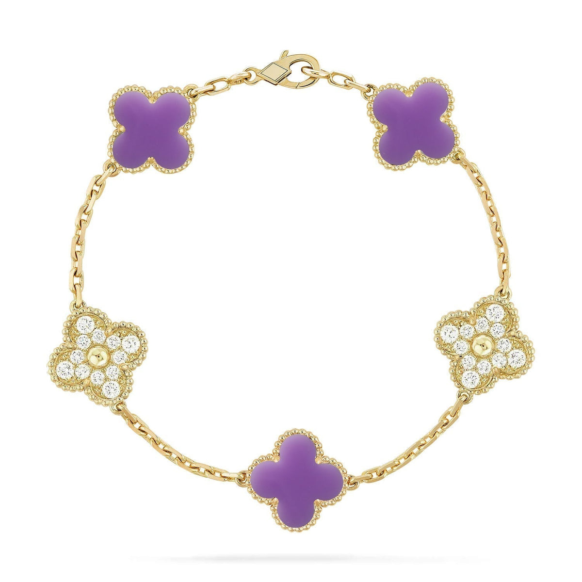 [Zalyn Jewelry ]CLOVER 5 MOTIF LIGHT PURPLE BRACELET COLLECTION