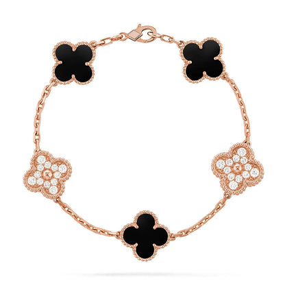 [Zalyn Jewelry ] CLOVER 5 MOTIF ONYXS BRACELET COLLECTION