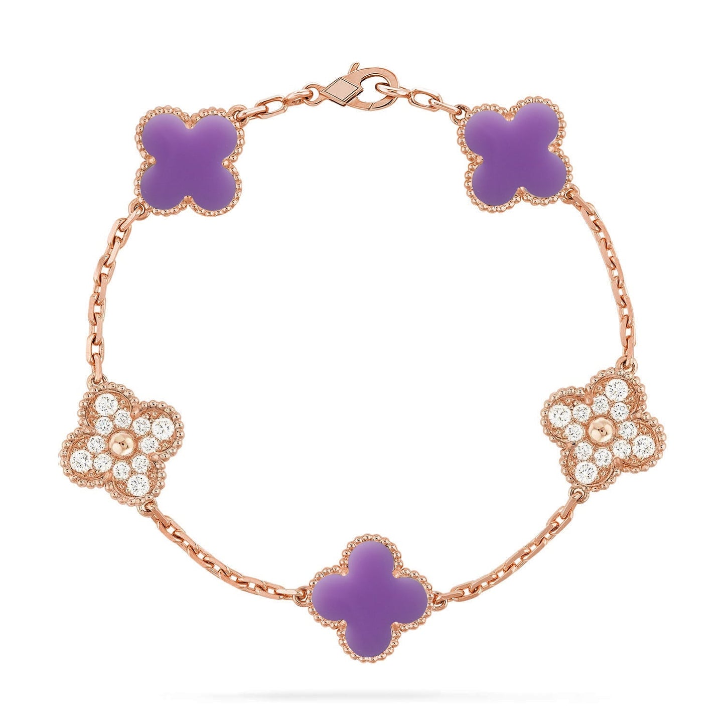 [Zalyn]LUCKY CLOVER 5-MOTIF BRACELET - LAVENDER COLLECTION