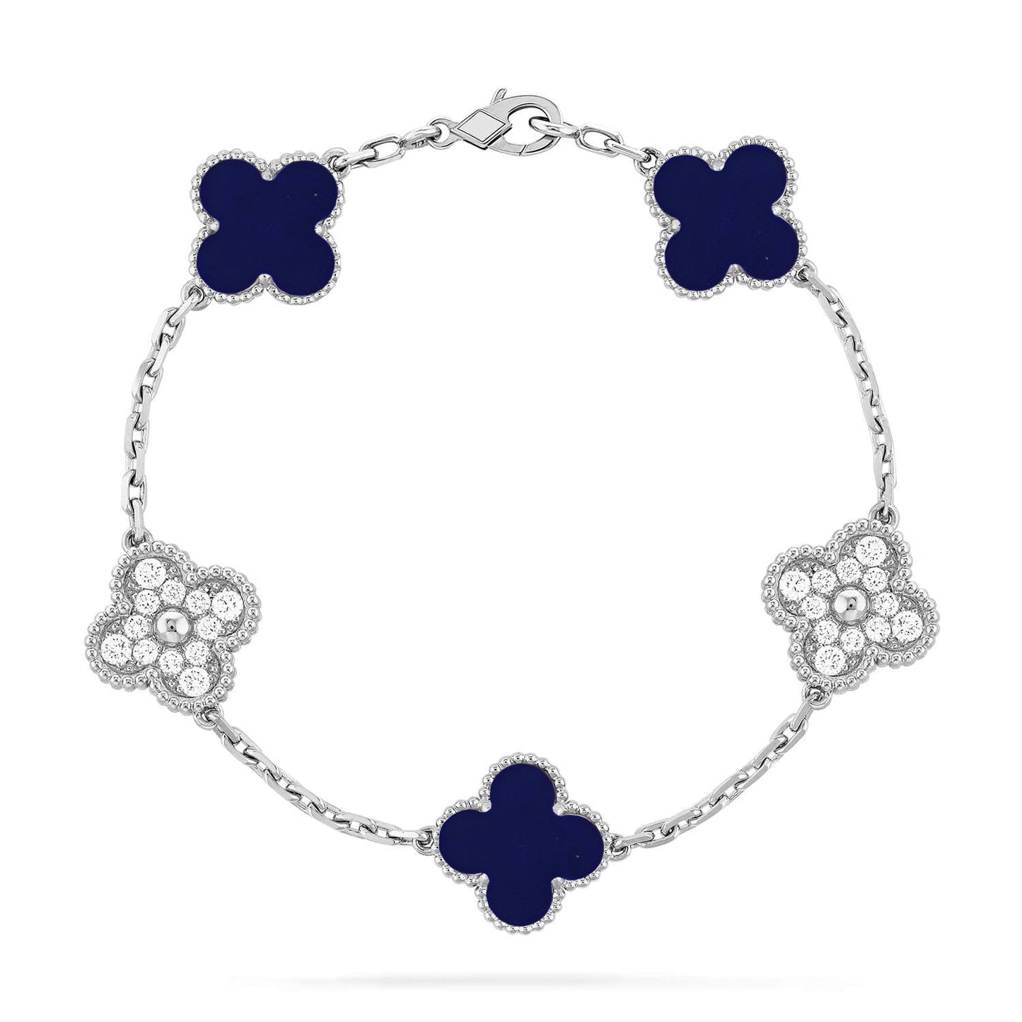 [Zalyn]LUCKY CLOVER 5-MOTIF BRACELET - LAPIS LAZULI COLLECTION