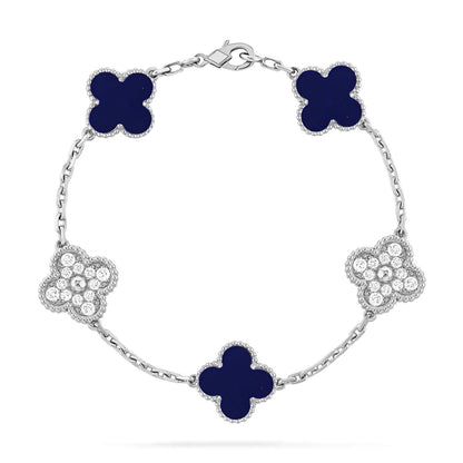 [Zalyn]LUCKY CLOVER 5-MOTIF BRACELET - LAPIS LAZULI COLLECTION