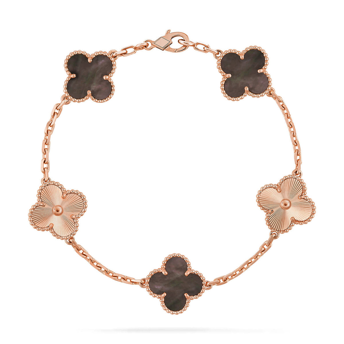 [Zalyn]LUCKY CLOVER 5-MOTIF BRACELET - GREY MOTHER-OF-PEARL COLLECTION