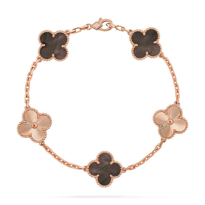 [Zalyn]LUCKY CLOVER 5-MOTIF BRACELET - GREY MOTHER-OF-PEARL COLLECTION