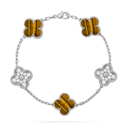 [Zalyn]LUCKY CLOVER 5-MOTIF BRACELET -  TIGER’S EYE COLLECTION