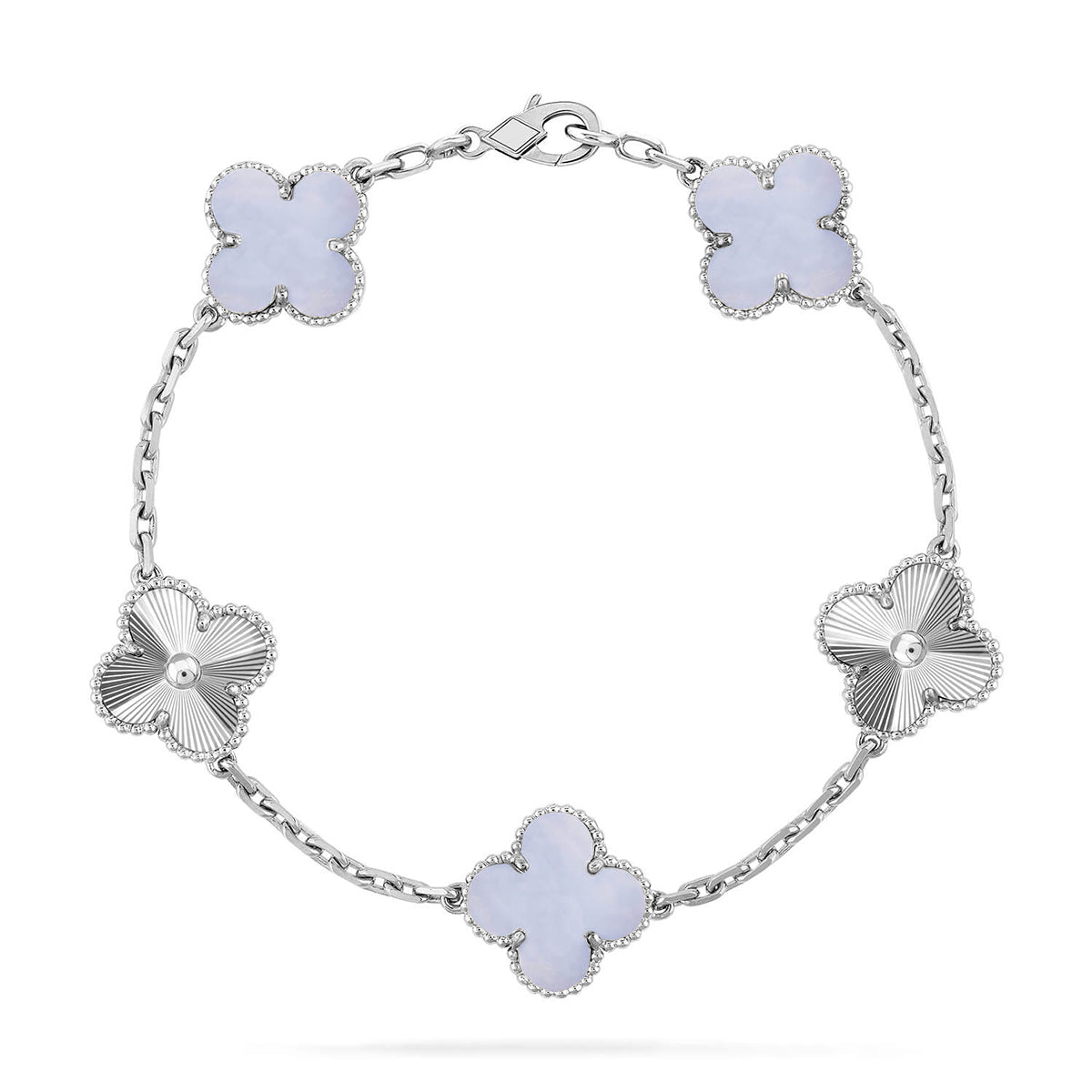 [Zalyn]LUCKY CLOVER 5-MOTIF BRACELET - PURPLE CHALCEDONY COLLECTION