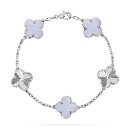 [Zalyn]LUCKY CLOVER 5-MOTIF BRACELET - PURPLE CHALCEDONY COLLECTION