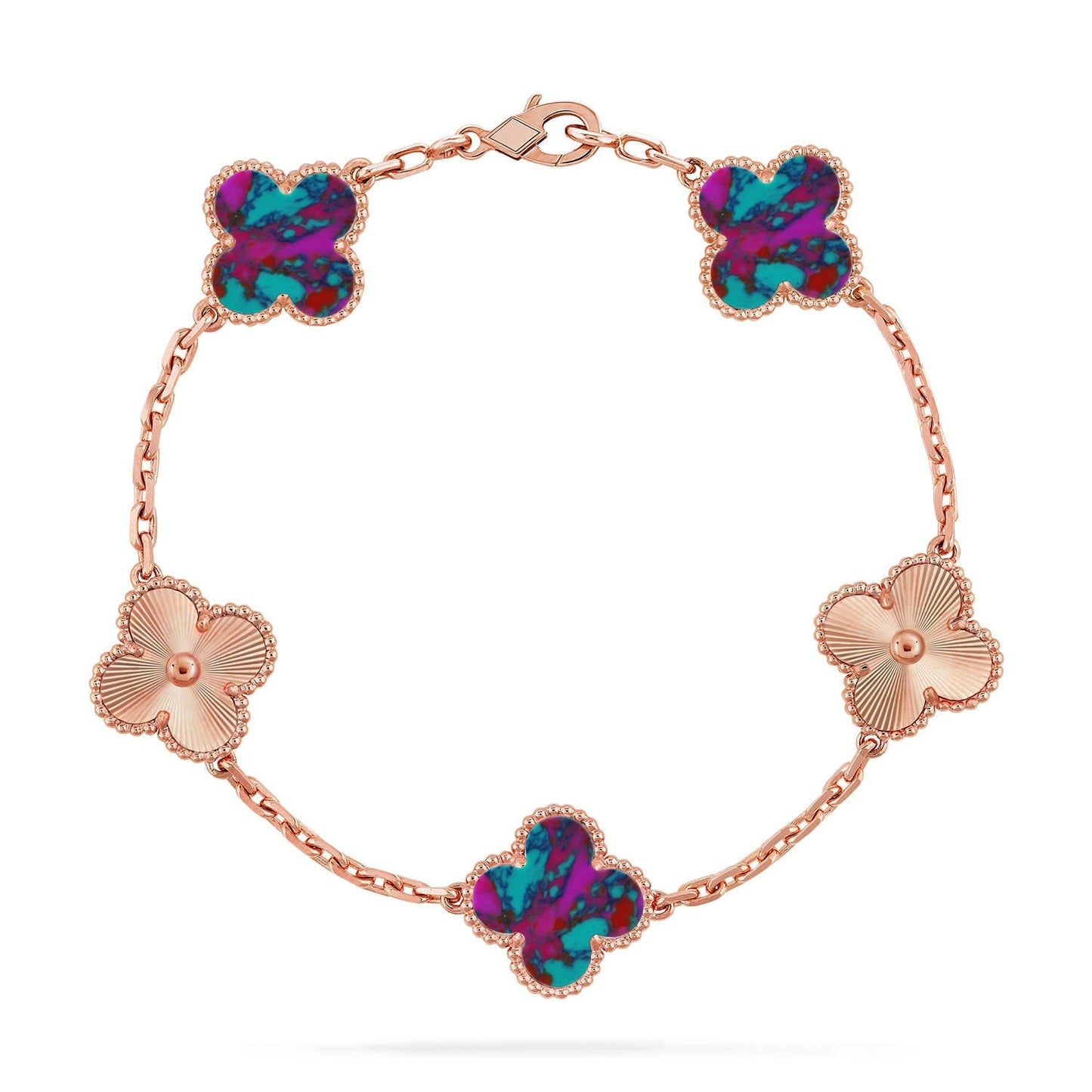 [Zalyn]LUCKY CLOVER 5-MOTIF BRACELET - MULTI-GEM COLLECTION