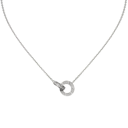 [Zalyn]LOVE DOUBLE-RING PENDANT FULL-PAVÉ NECKLACE