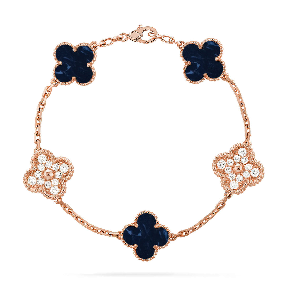 [Zalyn]LUCKY CLOVER 5-MOTIF BRACELET - PIETERSITE COLLECTION