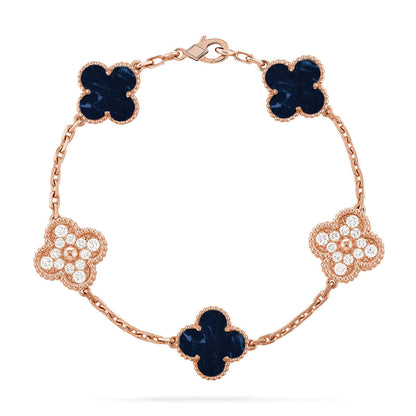 [Zalyn]LUCKY CLOVER 5-MOTIF BRACELET - PIETERSITE COLLECTION