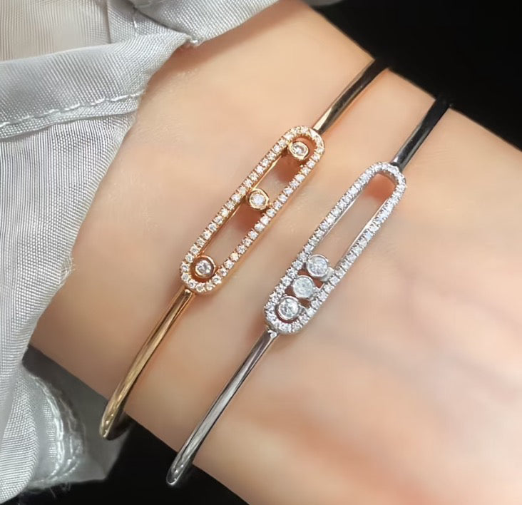 [Zalyn]MOVE PAVÉ DIAMOND BANGLE BRACELET M