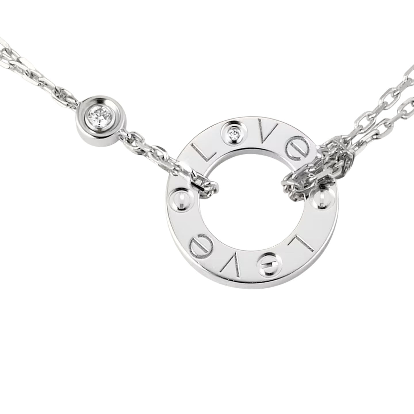 [Zalyn]LOVE CIRCULAR PENDANT 2-DIAMOND NECKLACE