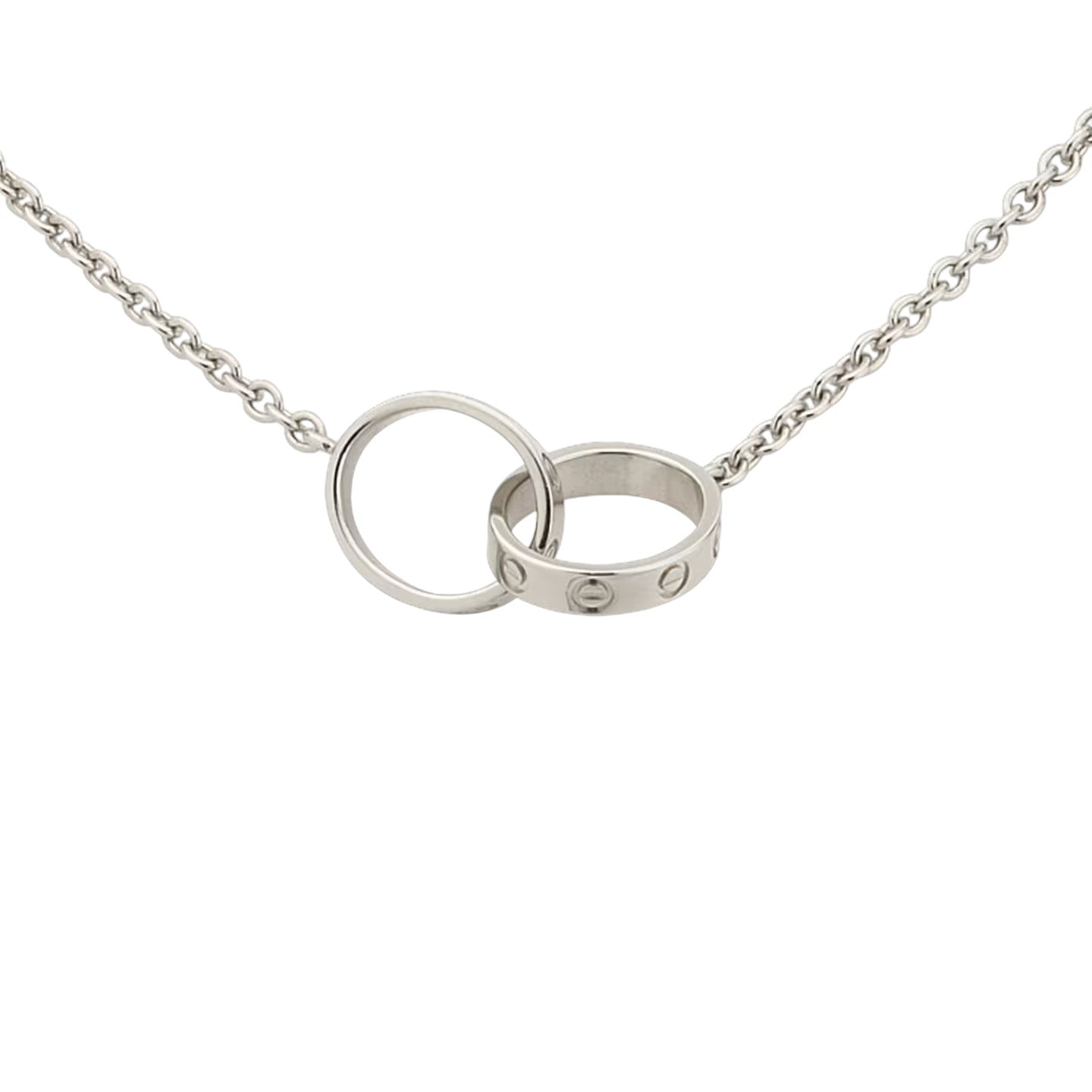 [Zalyn]LOVE DOUBLE-RING INTERLOCKED NECKLACE