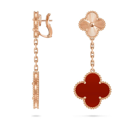 [Zalyn]CLOVER DUAL-MOTIF STATEMENT STUD EARRINGS - DOUBLE-CHARM COLLECTION