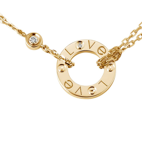 [Zalyn]LOVE CIRCULAR PENDANT 2-DIAMOND NECKLACE