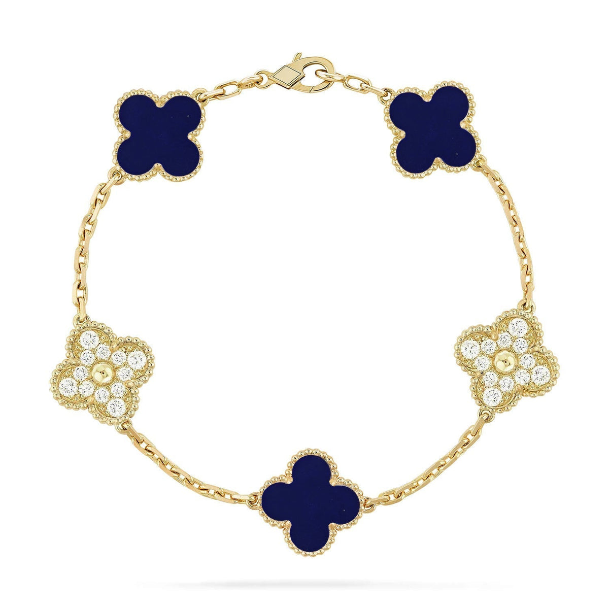 [Zalyn Jewelry ]CLOVER 5 MOTIF LAPIS LAZULI BRACELET COLLECTION