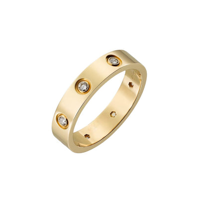 [Zalyn]LOVE 4MM 8 DIAMONDS RING