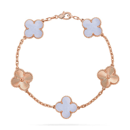 [Zalyn]LUCKY CLOVER 5-MOTIF BRACELET - PURPLE CHALCEDONY COLLECTION