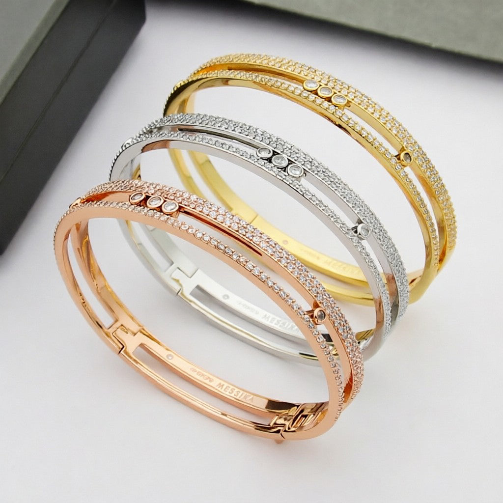 [Zalyn]MOVE ROMANE PAVÉ DIAMOND BANGLE BRACELET