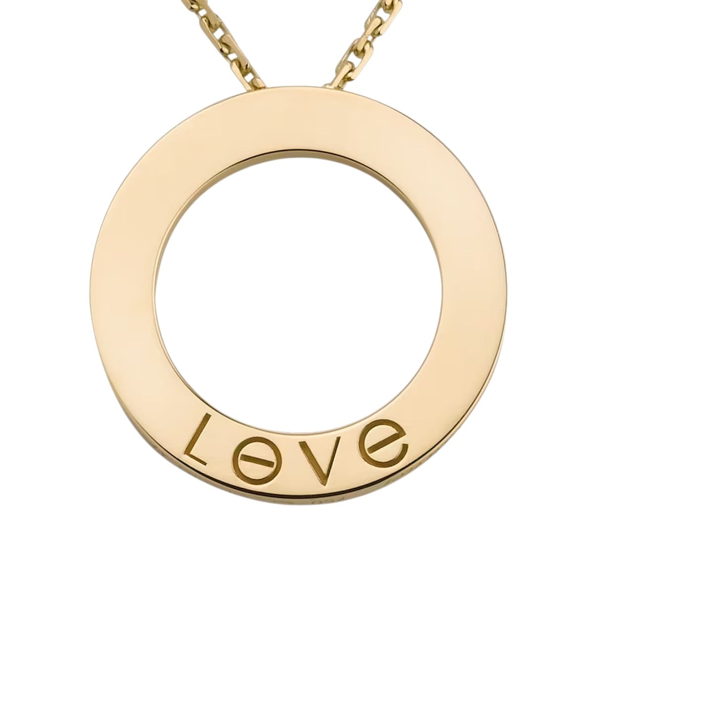 [Zalyn]LOVE LARGE CIRCULAR PENDANT 3-DIAMOND NECKLACE