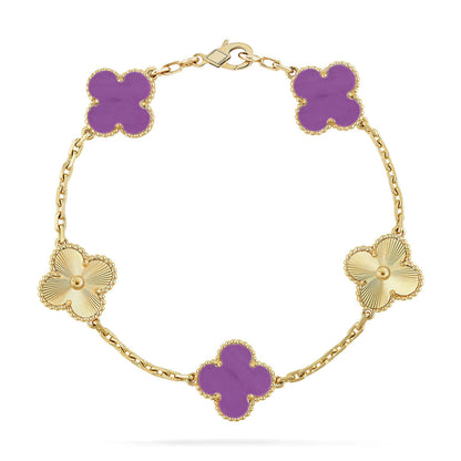 [Zalyn]LUCKY CLOVER 5-MOTIF BRACELET - VIOLET COLLECTION