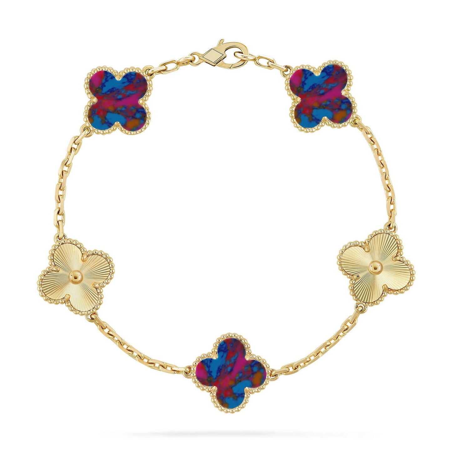 [Zalyn]LUCKY CLOVER 5-MOTIF BRACELET - MULTI-GEM COLLECTION