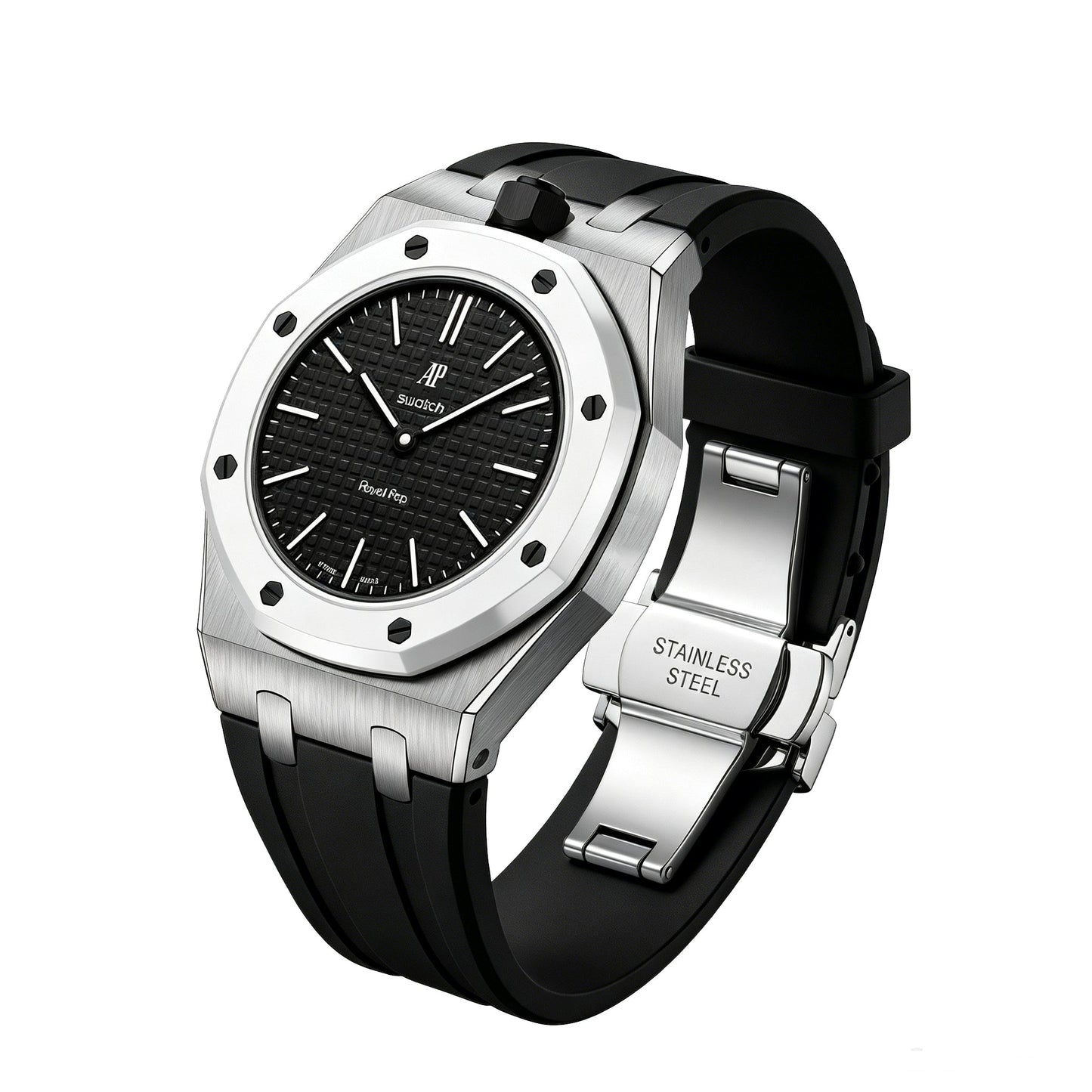 [Zalyn]Royal Oak Pop Exclusive Steel Case & Silicone Strap With Cradle