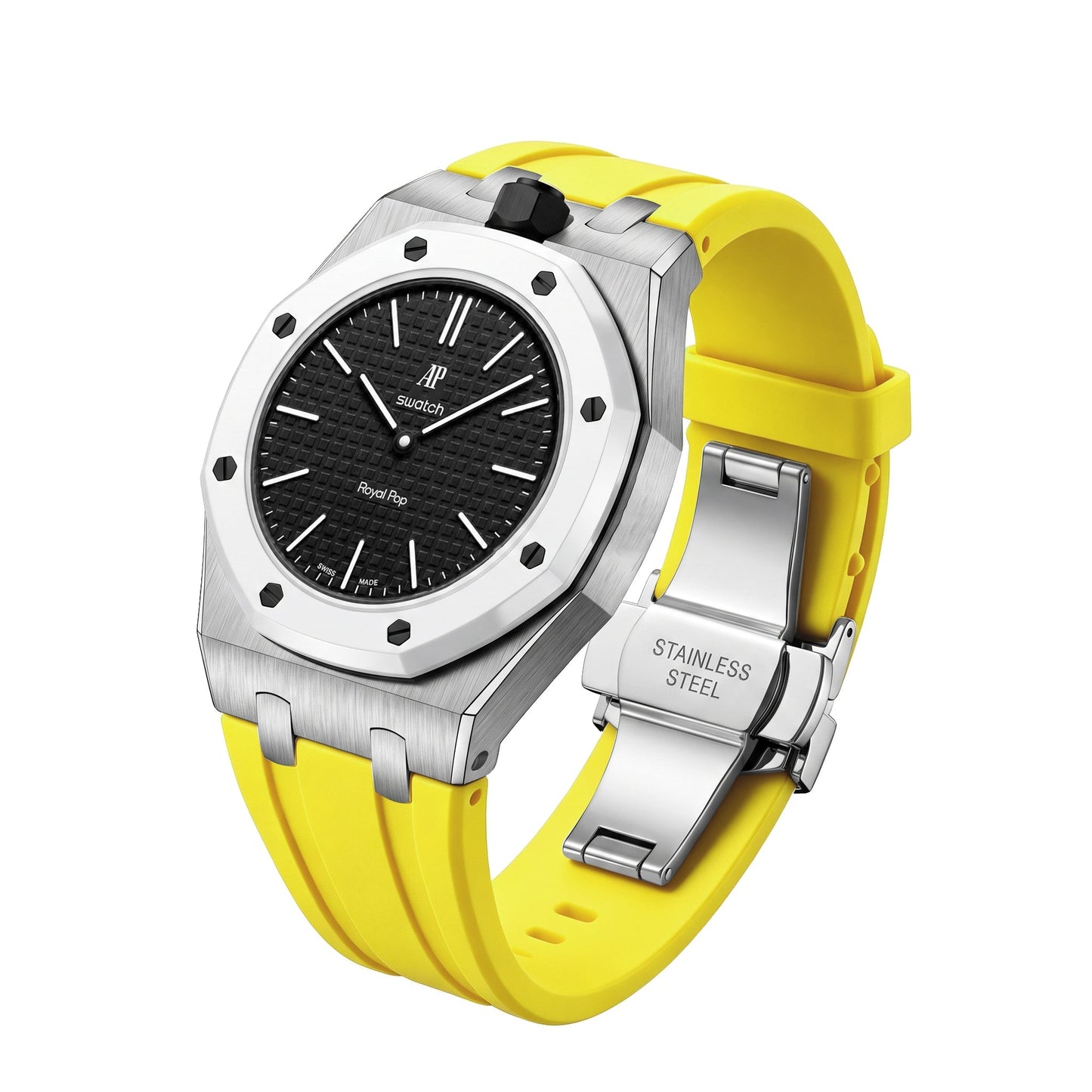 [Zalyn]Royal Oak Pop Exclusive Steel Case & Silicone Strap With Cradle