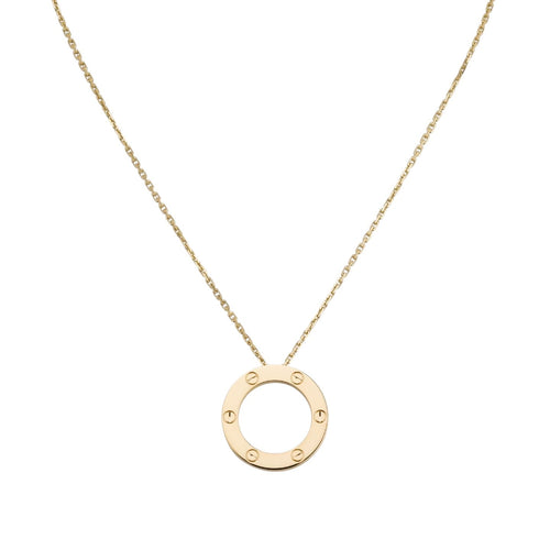 [Zalyn]LOVE LARGE CIRCULAR PENDANT NECKLACE