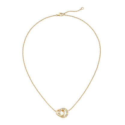 [Zalyn]LOVE DOUBLE-RING PENDANT FULL-PAVÉ NECKLACE