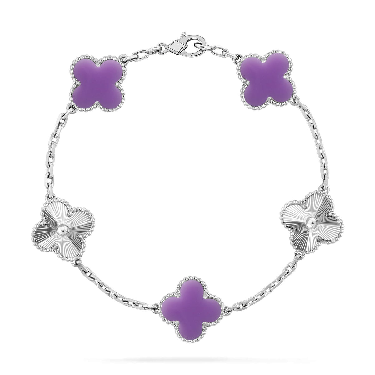 [Zalyn Jewelry ]CLOVER 5 MOTIF LIGHT PURPLE BRACELET COLLECTION