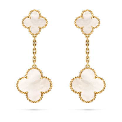 [Zalyn]CLOVER DUAL-MOTIF STATEMENT STUD EARRINGS - DOUBLE-CHARM COLLECTION