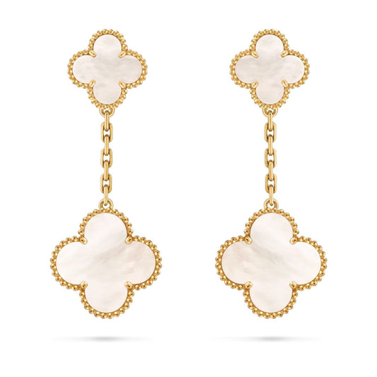 [Zalyn]CLOVER DUAL-MOTIF STATEMENT STUD EARRINGS - DOUBLE-CHARM COLLECTION