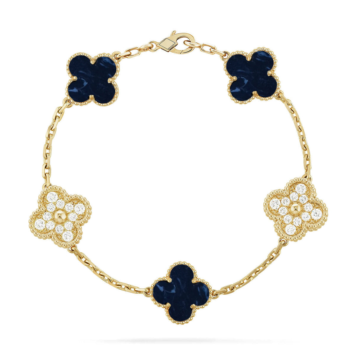 [Zalyn]LUCKY CLOVER 5-MOTIF BRACELET - PIETERSITE COLLECTION