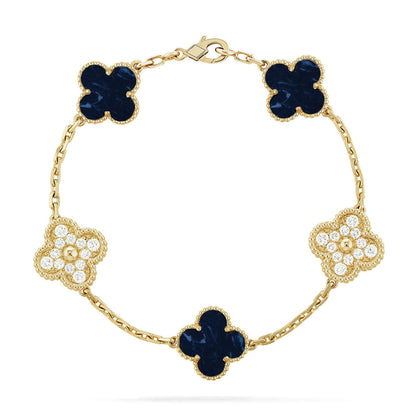 [Zalyn]LUCKY CLOVER 5-MOTIF BRACELET - PIETERSITE COLLECTION