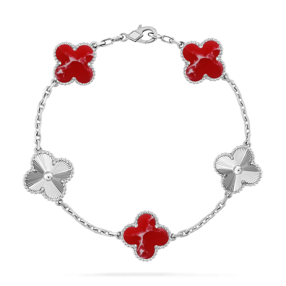 [Zalyn Jewelry ]CLOVER 5 MOTIF RED PATTERN BRACELET COLLECTION