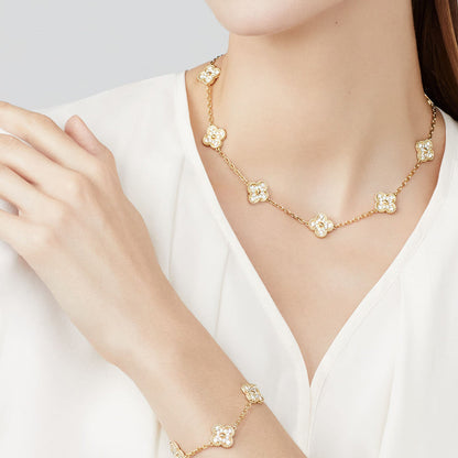[Zalyn Jewelry ]CLOVER 10 MOTIFS DIAMOND NECKLACE