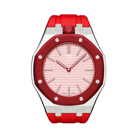 [Zalyn]OAK POP ORANGE-RED STEEL SILICONE STRAP
