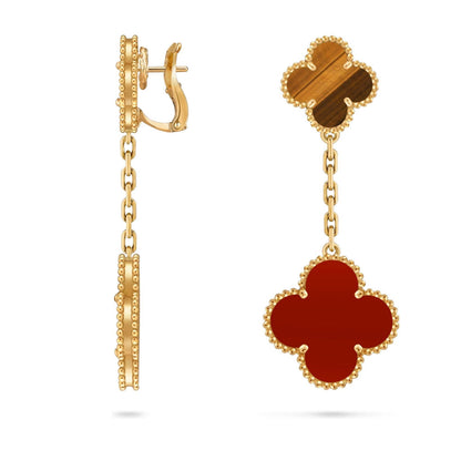 [Zalyn]CLOVER DUAL-MOTIF STATEMENT STUD EARRINGS - DOUBLE-CHARM COLLECTION