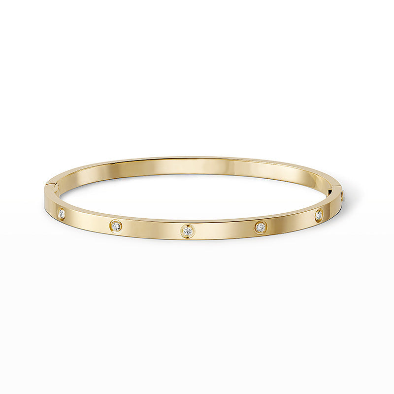 [Zalyn]LOVE 3.65MM SMALL MODEL BANGLE - 10-DIAMOND