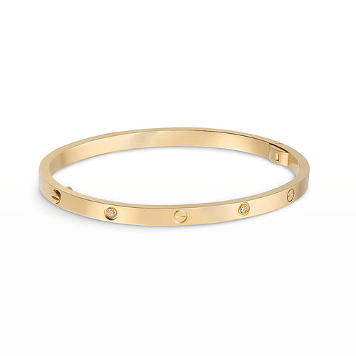 [Zalyn]LOVE 3.65MM SMALL MODEL BANGLE - 6-DIAMOND