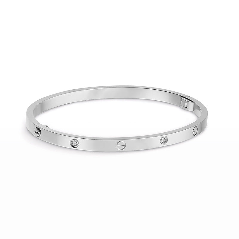 [Zalyn]LOVE 3.65MM SMALL MODEL BANGLE - 6-DIAMOND