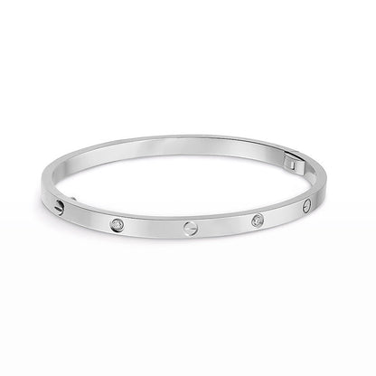 [Zalyn]LOVE 3.65MM SMALL MODEL BANGLE - 6-DIAMOND