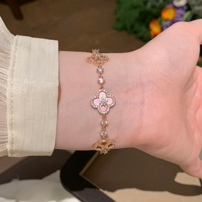 [Zalyn Jewelry ]CLOVER 5 MOTIF PINK BLUE RED WHITE BRACELET