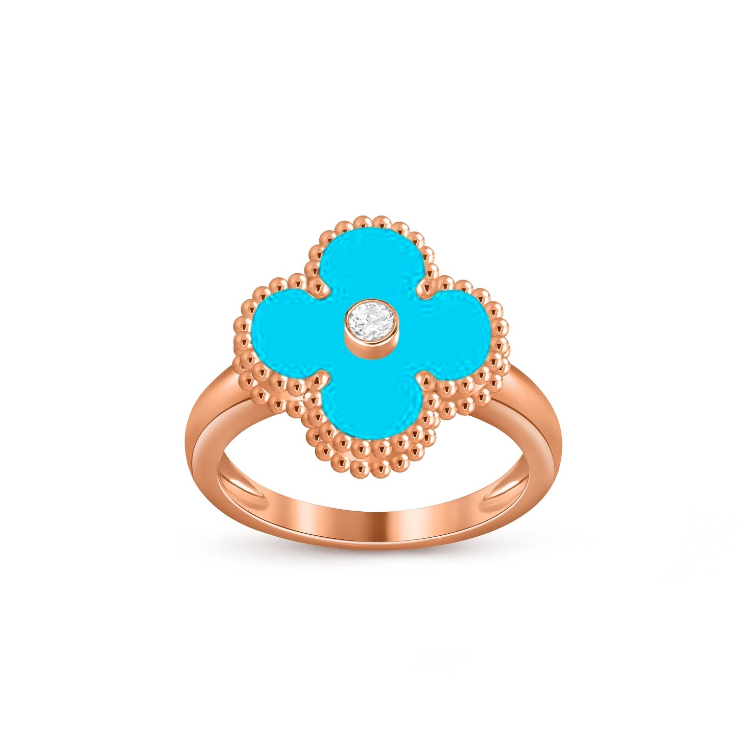[Zalyn]LUCKY CLOVER DIAMOND-ACCENT ROSE GOLD RING COLLECTION