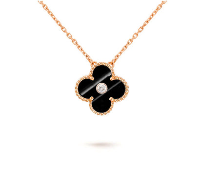 [Zalyn]15MM CLOVER FLOWER DIAMOND PENDANT NECKLACE COLLECTION