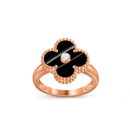 [Zalyn]LUCKY CLOVER DIAMOND-ACCENT ROSE GOLD RING COLLECTION