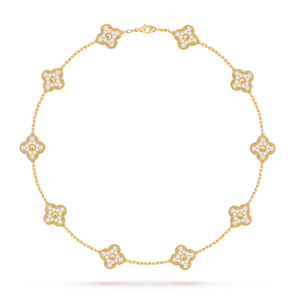[Zalyn]CLASSIC LUCKY 10-MOTIF CLOVER NECKLACE GOLD COLLECTION